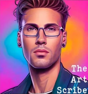Colorful front-facing portrait artwork from The Art Scribe studio collection